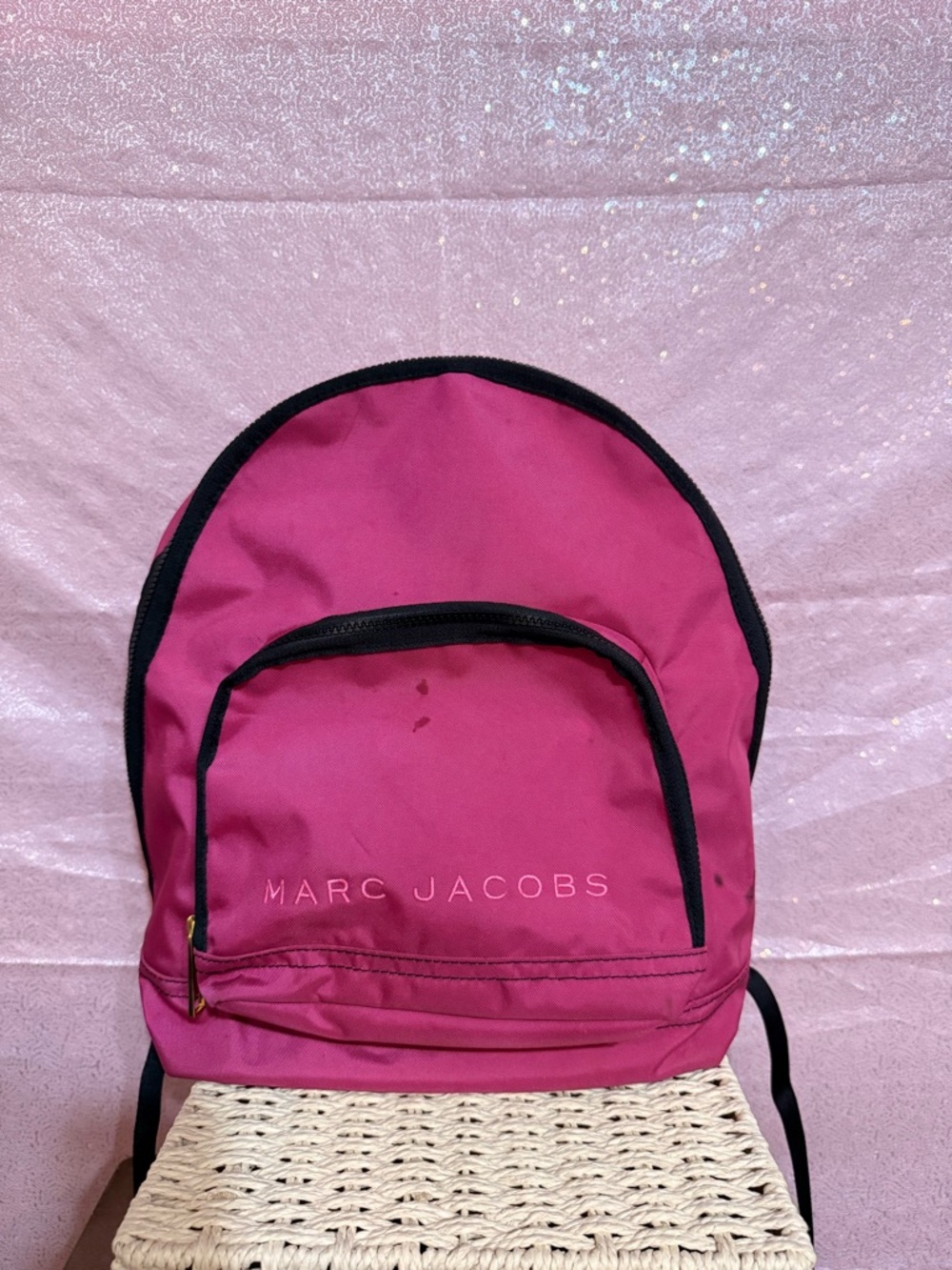 Marc Jacobs Hot Pink Nylon Backpack with Black Trim
